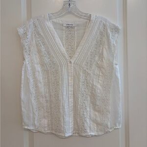 Frame White Lace Trim Top